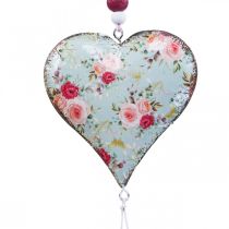 Deco hanger hart deco vintage bloemen hanger 8,5x9cm 3st