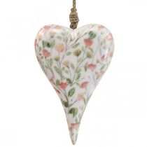 Deco hanger houten hart deco hanger motief bloemen 12x2,5x20xcm