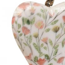 Deco hanger houten hart deco hanger motief bloemen 12x2,5x20xcm