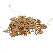 Artikel Decoratiehanger hout sneeuwvlokken deco goud winter Ø10cm 9st