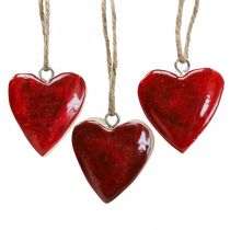Decoratieve hanger houten harten decoratieve harten rood Ø5–5,5cm 12 stuks