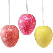 Artikel Decoratieve hanger paaseieren geel/roze/rood craquelé H11,5cm 3 st