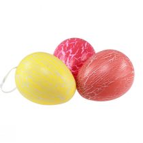 Artikel Decoratieve hanger paaseieren geel/roze/rood craquelé Ø8,5cm 3 st