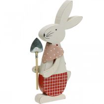 Decoratief konijntje met schop, konijntje, paasdecoratie, houten konijntje, paashaas