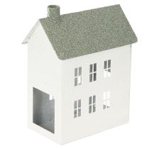 Artikel Decoratief metalen huisje in de vorm van een huis met ramen en schoorsteen, 22 cm.