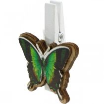 Decoratieve clip vlinder, cadeau-decoratie, lente, vlinders gemaakt van hout 6st