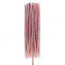 Decoratief koord leer koord roze met klinknagels 3mm 15m