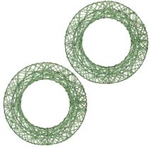 Artikel Groene decoratieve draadkrans van gaas voor doe-het-zelfprojecten, 19 cm, 2 stuks