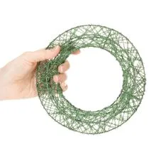 Artikel Groene decoratieve draadkrans van gaas voor doe-het-zelfprojecten, 19 cm, 2 stuks