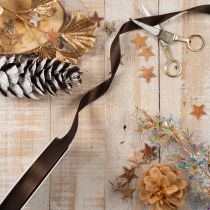 Artikel Bruin taft cadeaulint voor feestelijke decoratie, 15 mm breed, 10 m lang