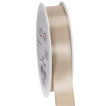 Artikel Decoratief satijnen lint, beige taftlint, 25 mm breed, 50 m lang.