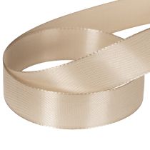 Artikel Decoratief satijnen lint, beige taftlint, 25 mm breed, 50 m lang.