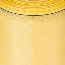 Artikel Decoratief moiré kranslint in geel met gouden rand, breedte 100 mm, lengte 25 m voor bloemschikken en decoratie.
