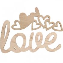 Hartjes &quot;Love&quot; houten decoratie naturel met magneet decoratiebord 20,5/25cm 6 stuks