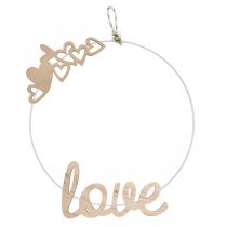 Artikel Hartjes &quot;Love&quot; houten decoratie naturel met magneet decoratiebord 20,5/25cm 6 stuks