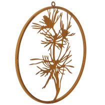 Artikel Decoratieve metalen ring, wanddecoratie van verweerd staal, dennentak, Ø38cm