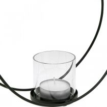 Decoratieve ring lantaarn metalen kandelaar zwart Ø28,5cm