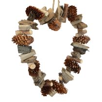 Artikel Decoratieve ring hart hangdecoratie houten decoratieve kegels natuurlijke decoratie Ø20cm