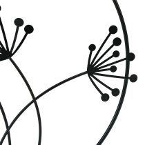Artikel Decoratieve ring metaal hangdecoratie zwarte bloemen Ø23cm 2st