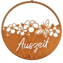 Sierring metaal roest deco bloemen &quot;Auszeit&quot; gepatineerd Ø38cm