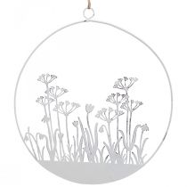 Sierring wit metaal decoratief bloemenwei lente decoratie Ø22cm