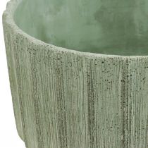 Sierschaal groen keramiek retro gestreept Ø20cm H11cm