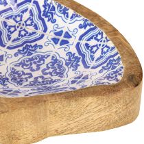 Artikel Decoratieve schaal houten vis decoratie natuurlijk blauw wit 18×11×3cm