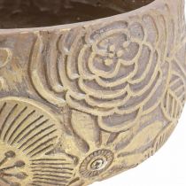 Artikel Sierschaal keramiek goud bloemen bruin Ø23,5cm H11,5cm