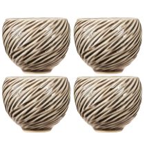 Artikel Decoratieve schaal Keramiek Spiraal Decor Beige Bruin Ø9cm 4st