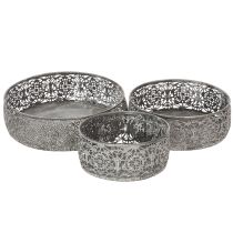 Artikel Decoratieve metalen schaal, grijs en wit patroon, Ø16/19,5/23,5 cm, set van 3