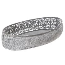 Artikel Decoratieve metalen kom, grijs patroon, ovaal, L36cm/33,5cm, set van 2