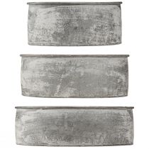 Artikel Decoratieve metalen schaal ovaal grijs L22,5/19,5/16cm set van 3