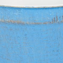Artikel Decoratieve schaal/plantenbak, blauw metaal, shabby chic decoratie, Ø21cm, H10.5cm