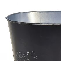 Artikel Decoratieve schaal metaal ovaal zwart zilver bloemen 20,5×12,5×12cm