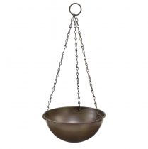 Decoratieve metalen schaal om op te hangen donkerbruin Ø16,5cm H35cm