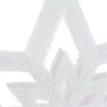 Decoratieve sterren wit, gesneeuwd 28cm L40cm 1p