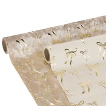 Artikel Tafelloper, decoratieve stof met smalle strikken, op rol, 120x35cm, 2 stuks