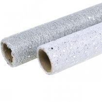 Tafelband decostof grijs zilver x 2 assorti 35x200cm