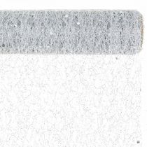 Tafelband decoratiestof grijs zilver x 2 assorti 35x200cm