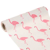 Artikel Decoratieve stof flamingo wit-roze 30cm x 3m