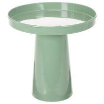 Artikel Decoratieve metalen schaal, groen, ronde voet, dienblad voor bloemstukken, 20 cm