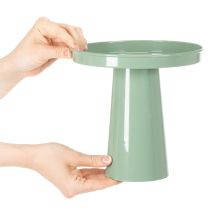 Artikel Decoratieve metalen schaal, groen, ronde voet, schaal voor bloemstukken, 20 cm