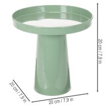 Artikel Decoratieve metalen schaal, groen, ronde voet, schaal voor bloemstukken, 20 cm