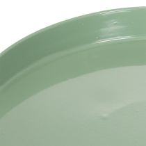 Artikel Decoratieve metalen schaal, groen, ronde voet, schaal voor bloemstukken, 20 cm