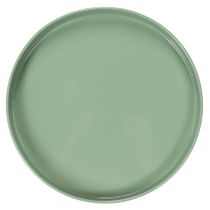 Artikel Decoratieve metalen schaal, groen, ronde voet, schaal voor bloemstukken, 20 cm