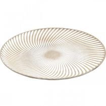 Artikel Decoratief bord rond wit bruin groeven tafeldecoratie Ø40cm H4cm