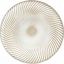 Decoratief bord rond wit bruin groeven tafeldecoratie Ø40cm H4cm