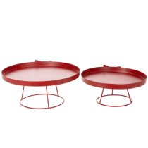 Artikel Decoratief dienblad op een voetstuk met metalen strik, 30 cm, 2-delige set