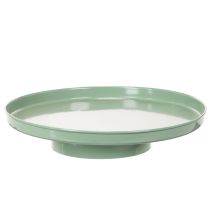 Artikel Ronde groene decoratieve schaal op een standaard voor tafeldecoratie, 30 cm