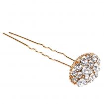 Haarspeld bruiloft goud met strass 7cm 9st